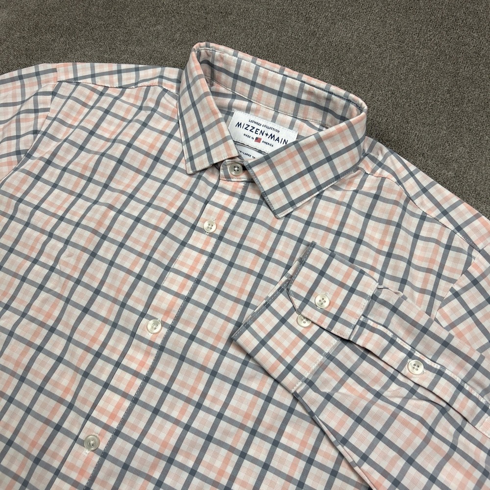 Mizzen Main Shirt Mens 2XL Button Up Trim Fit Stretch Multicolor Check Leeward